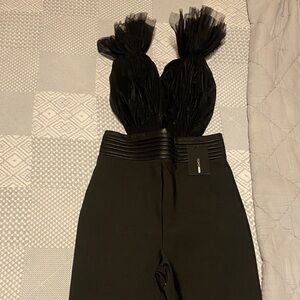 Fashion Nova Black Pants with Tulle Accents